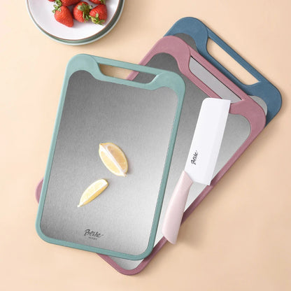 Dual-Sided Cutting Board – Stainless Steel & Plastic